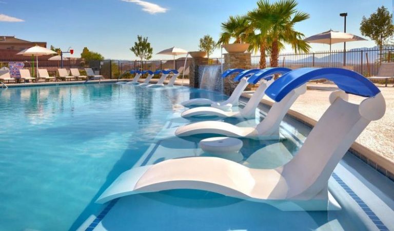 Hotels Deals, MESQUITE NV HOTEL POOL WITH LOUNGE CHAIRS AND WATERFALL