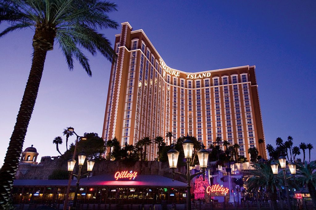 treasure island casino at dusk